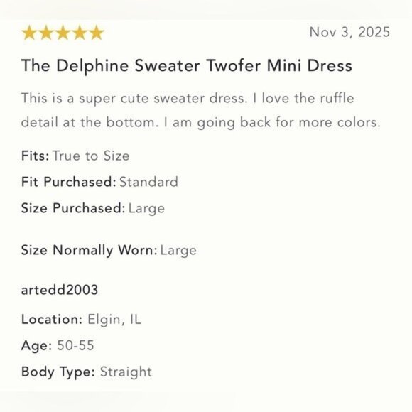 NWT Size 2X- Anthro The Delphine Cotton Sweater Twofer Mini Dress (NWT US$ 158) - Picture 6 of 16